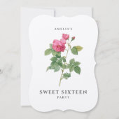 甘い16ヴィンテージ植物性ピンクのバラ花 招待状 (正面)