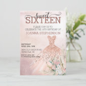 甘い16十六歳の誕生日パーティボホフローラドレス 招待状 (スタンド正面)