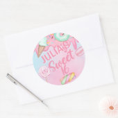 甘い16女の子の誕生感謝してい日あなたが円のシール。 ラウンドシール (封筒)