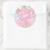 甘い16女の子の誕生感謝してい日あなたが円のシール。 ラウンドシール (バッグ)