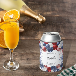 甘い16愛国的な米国赤白青国旗 缶クーラー