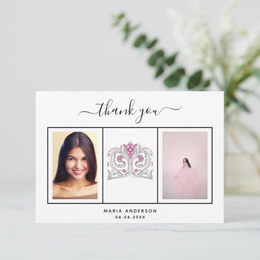 甘い16感謝していユーのカスタム写真白黒 サンキューカード (スタンド正面)