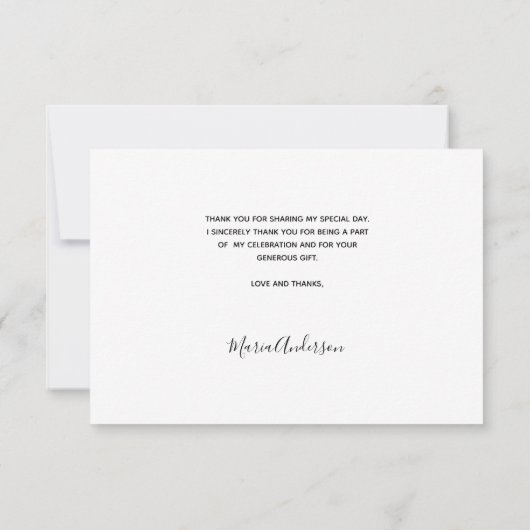 甘い16感謝していユーのカスタム写真白黒 サンキューカード (裏面)