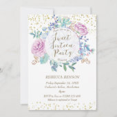 甘い16招待は多肉フェイク金ゴールド紙吹雪 招待状 (正面)