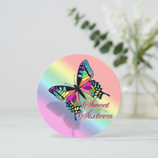 甘い16招待レインボーと蝶 招待状 (スタンド正面)