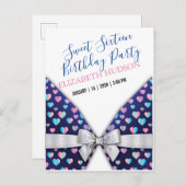 甘い16招待状カラフル、斑点と弓 インビテーションポストカード (正面/裏面)