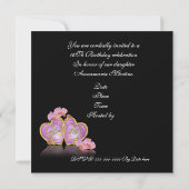 甘い16招待状ピンクとブラック 招待状 (裏面)