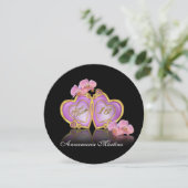 甘い16招待状ピンクと黒のラウンド 招待状 (スタンド正面)