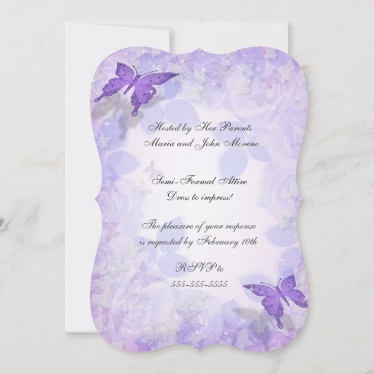 甘い16招待紫の蝶 招待状 (裏面)