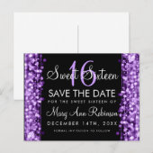 甘い16日を保存する紫のパーティーきらめき 案内ポストカード (正面/裏面)