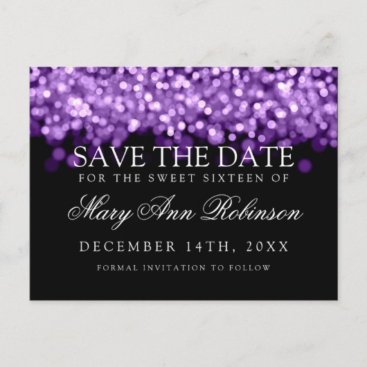 甘い16日を保存する輝く紫の光 案内ポストカード (正面)
