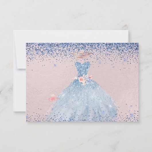 甘い16日付を保存ダスティブルーガウン招待状 招待状 (裏面)