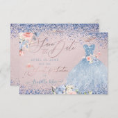 甘い16日付を保存ダスティブルーガウン招待状 招待状 (正面/裏面)