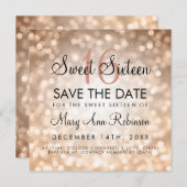 甘い16日付を保存バラ金ゴールドグリッターライト 招待状 (正面/裏面)