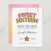 甘い16日付を保存赤面金ゴールドバルーングリッター セーブザデート (正面/裏面)