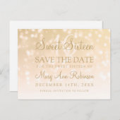 甘い16日付を保存金ゴールド《写真》ぼけ味きらめくライト 案内ポストカード (正面/裏面)