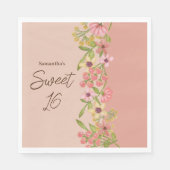 甘い16歳かわいらし16フローラ誕生日パーティーかわいい スタンダードランチョンナプキン (正面)
