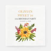 甘い16歳16歳の誕生日パーティーひまわり国 スタンダードランチョンナプキン (正面)