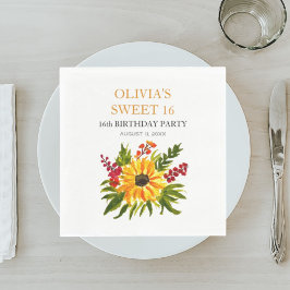 甘い16歳16歳の誕生日パーティーひまわり国 スタンダードランチョンナプキン