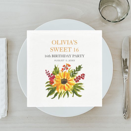 甘い16歳16歳の誕生日パーティーひまわり国 スタンダードランチョンナプキン