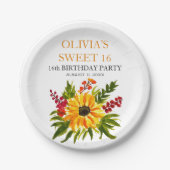 甘い16歳16歳の誕生日パーティーひまわり国 ペーパープレート (正面)