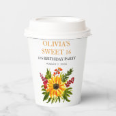 甘い16歳16歳の誕生日パーティーひまわり国 紙コップ (正面)