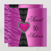甘い16歳16歳の誕生日パーティーピンクゼブラワイルド 招待状 (正面/裏面)