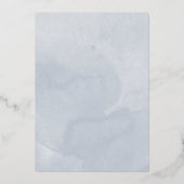 甘い16水色の花ドレスベビーブルーシルバー 箔招待状 (裏面)