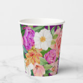 甘い16水色パープルシックフローラバラ 紙コップ (裏面)