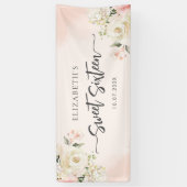 甘い16水色ピンクフローラ誕生日パーティー 横断幕 (縦)