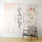 甘い16水色ピンクフローラ誕生日背景 タペストリー (インサイチュ(横))