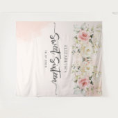 甘い16水色ピンクフローラ誕生日背景 タペストリー (正面(横))