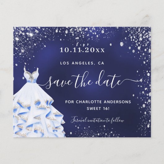 甘い16海軍の青いドレスの予算は、日付を保存 チラシ (正面)