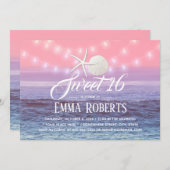 甘い16熱帯ビーチヒトデ&サンドドル 招待状 (正面/裏面)