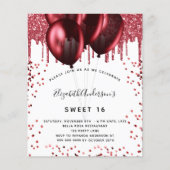 甘い16白い赤いグリッター予算の招待 チラシ (正面)