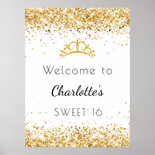 甘い16白い金ゴールドグリッターダストティアラへようこそ ポスター (正面)