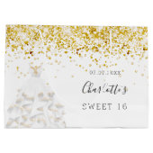 甘い16白い金ゴールドグリッタードレス名 ラージペーパーバッグ (裏面)