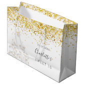 甘い16白い金ゴールドグリッタードレス名 ラージペーパーバッグ (正面アングル)