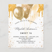 甘い16白い金ゴールドバルーン予算招待状 チラシ (正面)
