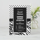 甘い16白黒サプライズ誕生日パーティー 招待状 (スタンド正面)