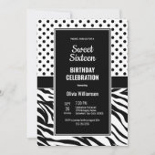 甘い16白黒バースデーパーティー 招待状 (正面)