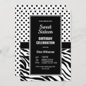 甘い16白黒バースデーパーティー 招待状 (正面/裏面)