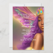 甘い16童話パープルピンク金ゴールドキャリッジ 招待状 (裏面)