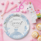 甘い16紙プレートバタフライダスティブルードレス ペーパープレート (パーティー)