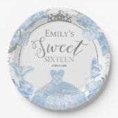 甘い16紙プレートバタフライダスティブルードレス ペーパープレート (正面)