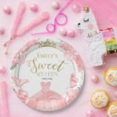 甘い16紙プレートバタフライピンクドレスフローラ ペーパープレート (パーティー)