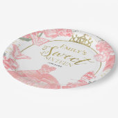 甘い16紙プレートバタフライピンクドレスフローラ ペーパープレート (アングル)