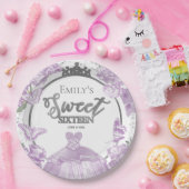 甘い16紙プレートバタフライラベンダードレス ペーパープレート (パーティー)