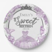 甘い16紙プレートバタフライラベンダードレス ペーパープレート (正面)