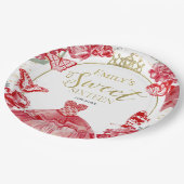 甘い16紙プレートバタフライレッドドレスフローラ ペーパープレート (アングル)